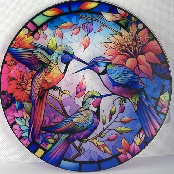 Suncatcher Acrylic Hummingbird Floral Round 6” Home Cottage Decor Gift - Picture 3 of 3